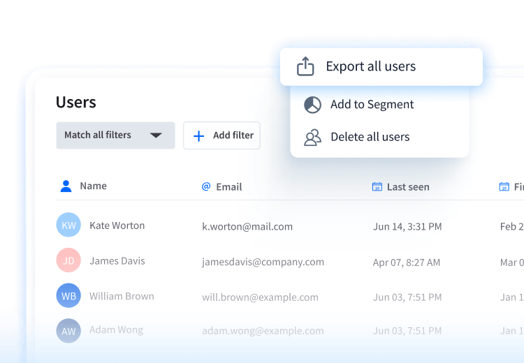 ChatBot platform's user export feature.