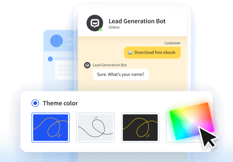 Chat Widget theme color customization options.