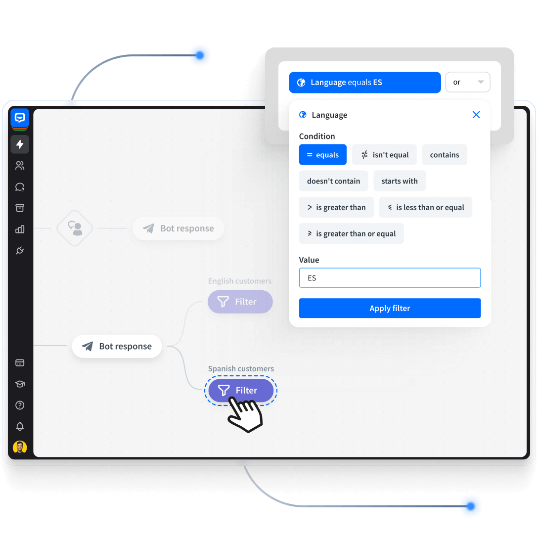 Filters in ChatBot's Visual Builder