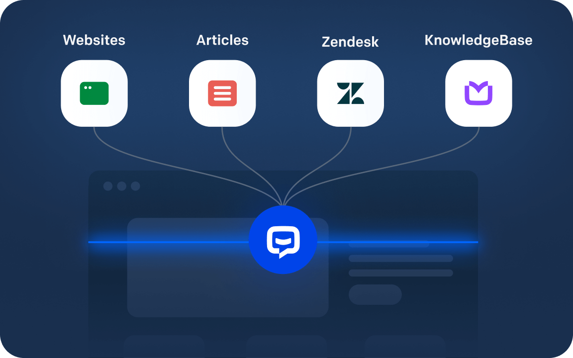 AI ChatBot app scanning sources like websites, articles, or knowledge bases for bot training. Data is scanned to provide the knowledge needed for the bot to host conversations with customers and simulate chats like a real person.