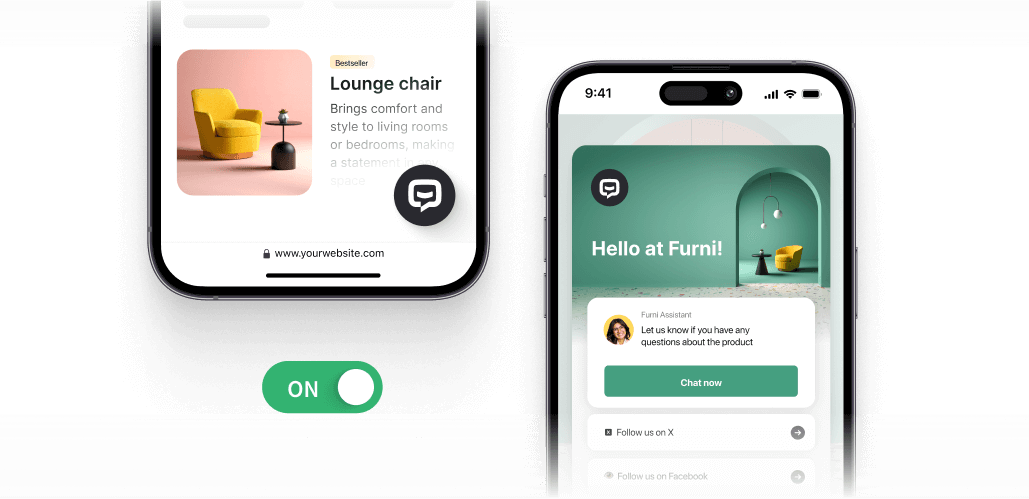 Mobile view of the chatbot widget.